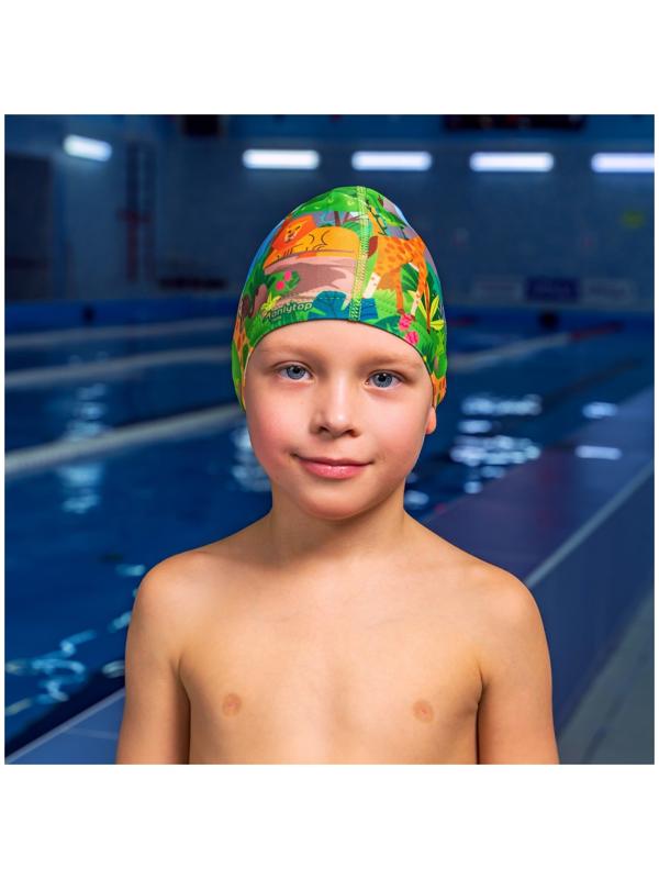 Шапочка для плавания детская ONLYTOP «Сафари», тканевая, обхват 46-52 см