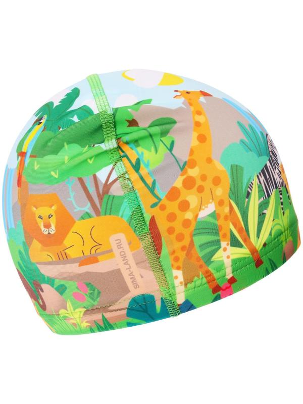 Шапочка для плавания детская ONLYTOP «Сафари», тканевая, обхват 46-52 см