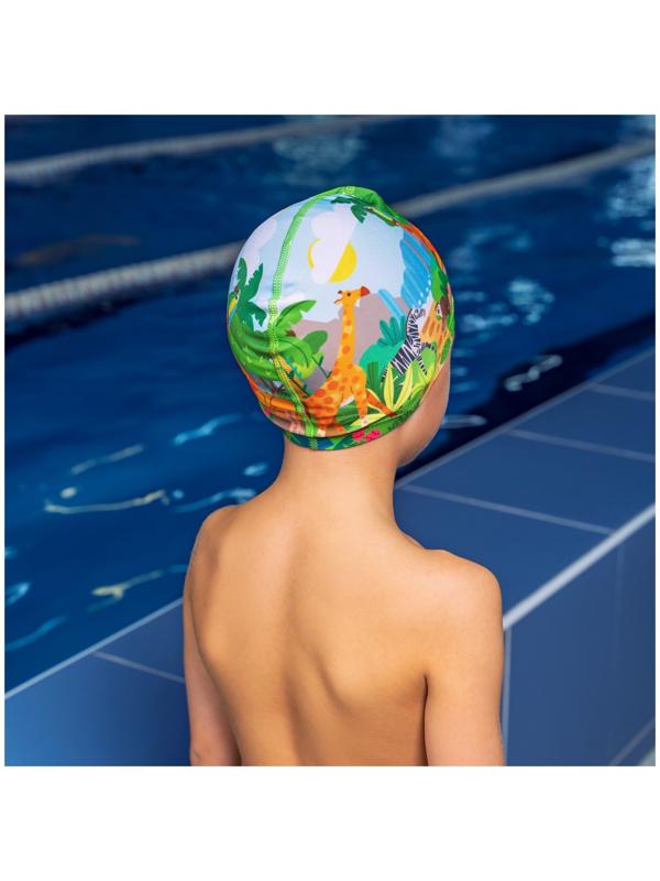 Шапочка для плавания детская ONLYTOP «Сафари», тканевая, обхват 46-52 см