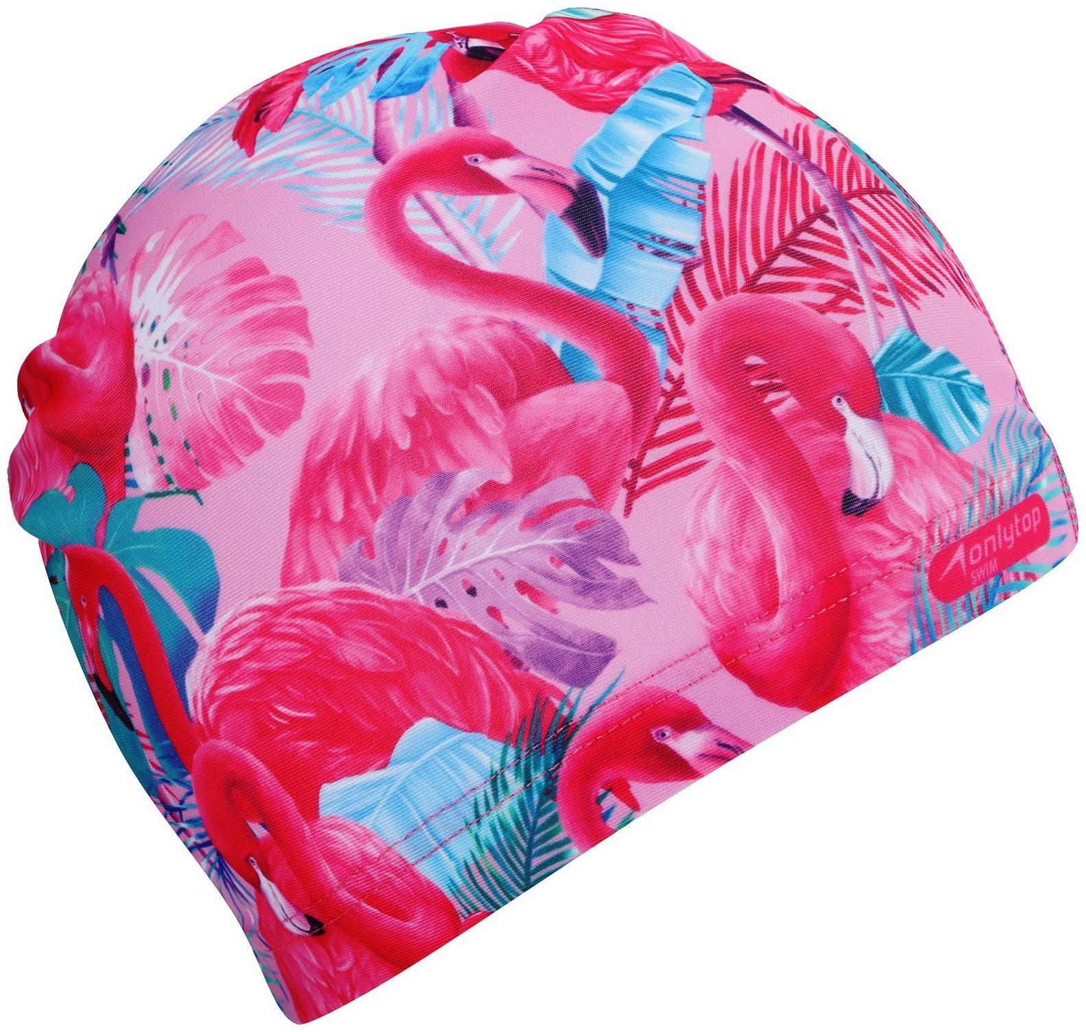 Шапочка для плавания взрослая ONLYTOP Swim «Фламинго», тканевая, обхват 54-60 см