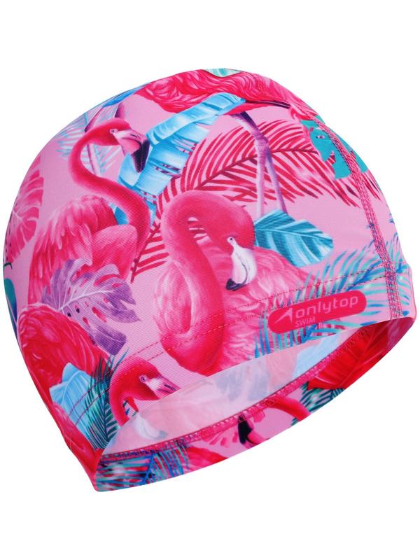 Шапочка для плавания взрослая ONLYTOP Swim «Фламинго», тканевая, обхват 54-60 см