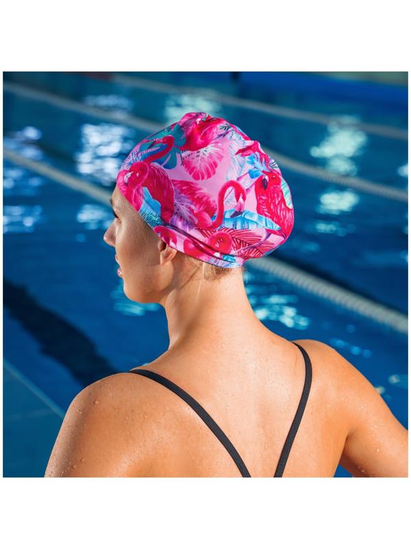 Шапочка для плавания взрослая ONLYTOP Swim «Фламинго», тканевая, обхват 54-60 см