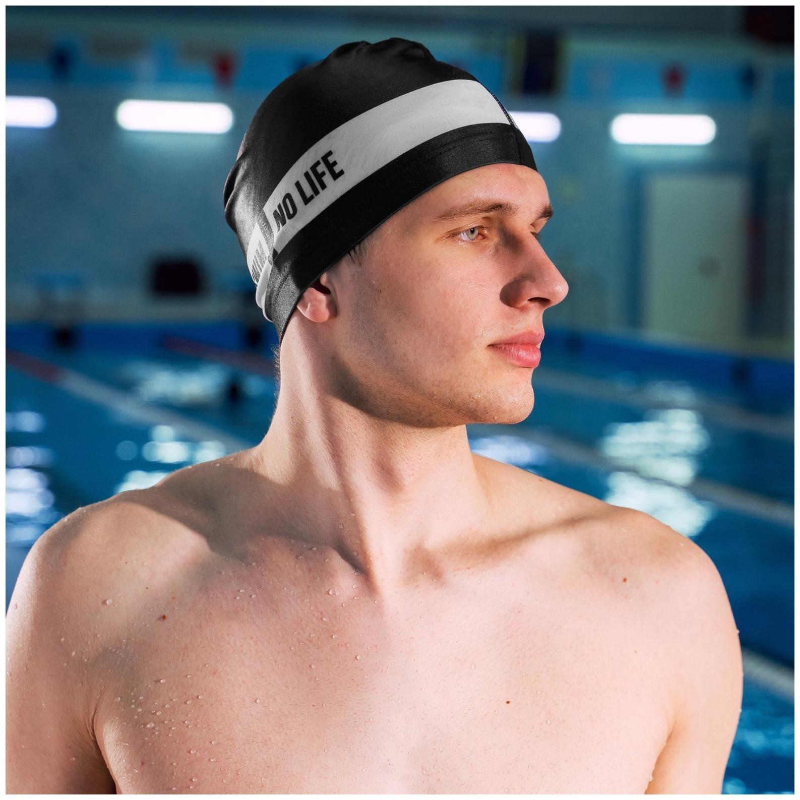 Шапочка для плавания взрослая ONLYTOP No swim. no life, тканевая, обхват 54-60 см