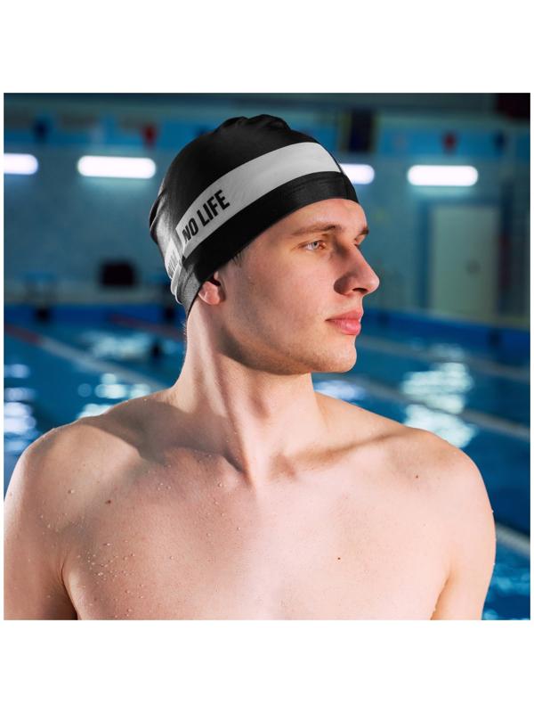 Шапочка для плавания взрослая ONLYTOP No swim. no life, тканевая, обхват 54-60 см