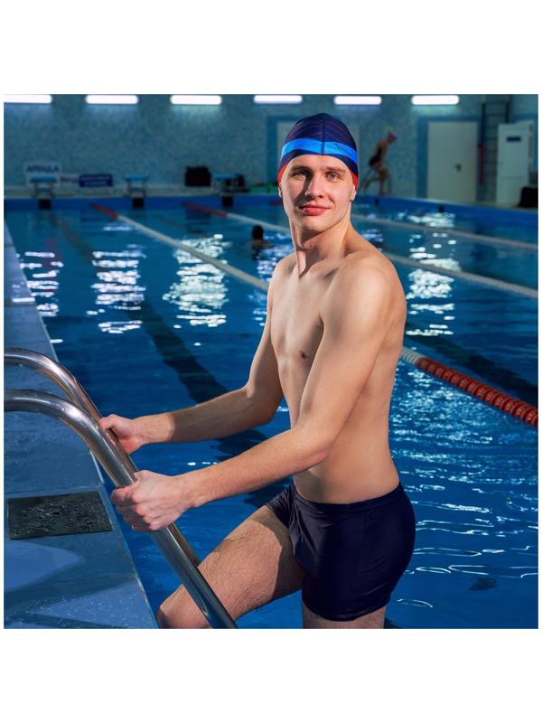 Шапочка для плавания взрослая ONLYTOP «Полосы», тканевая, обхват 54-60 см