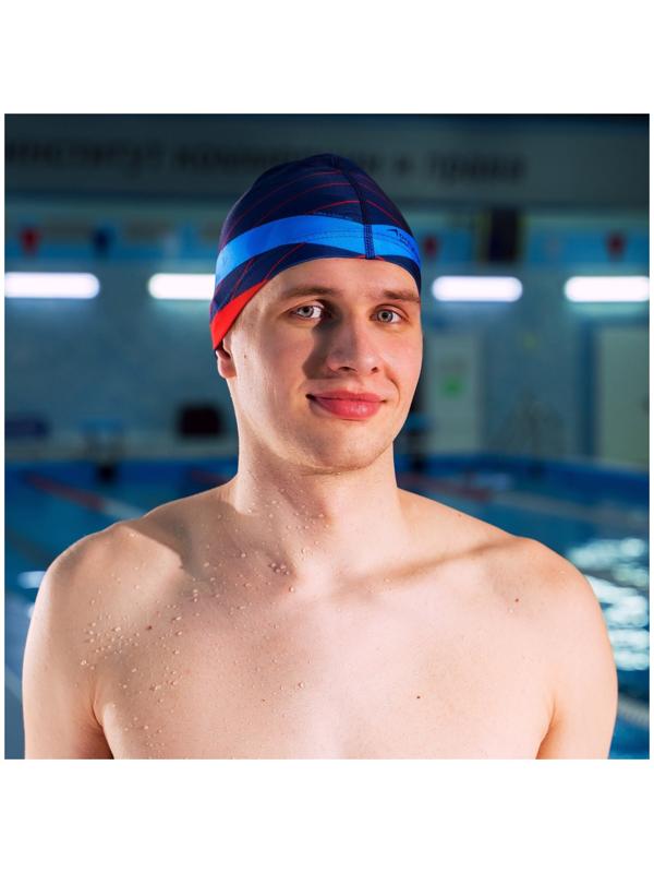 Шапочка для плавания взрослая ONLYTOP «Полосы», тканевая, обхват 54-60 см