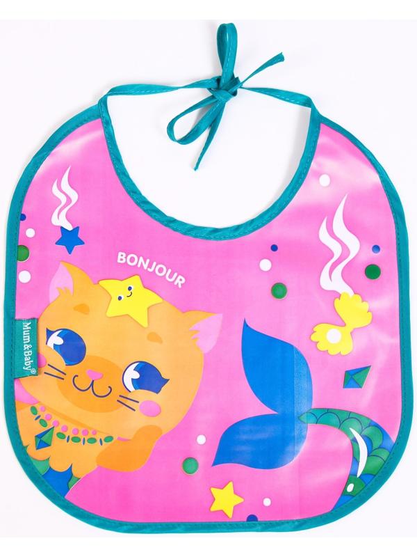 Нагрудник для кормления M&B «ТРЕНД. Лапочки» непромокаемый на завязках, МИКС