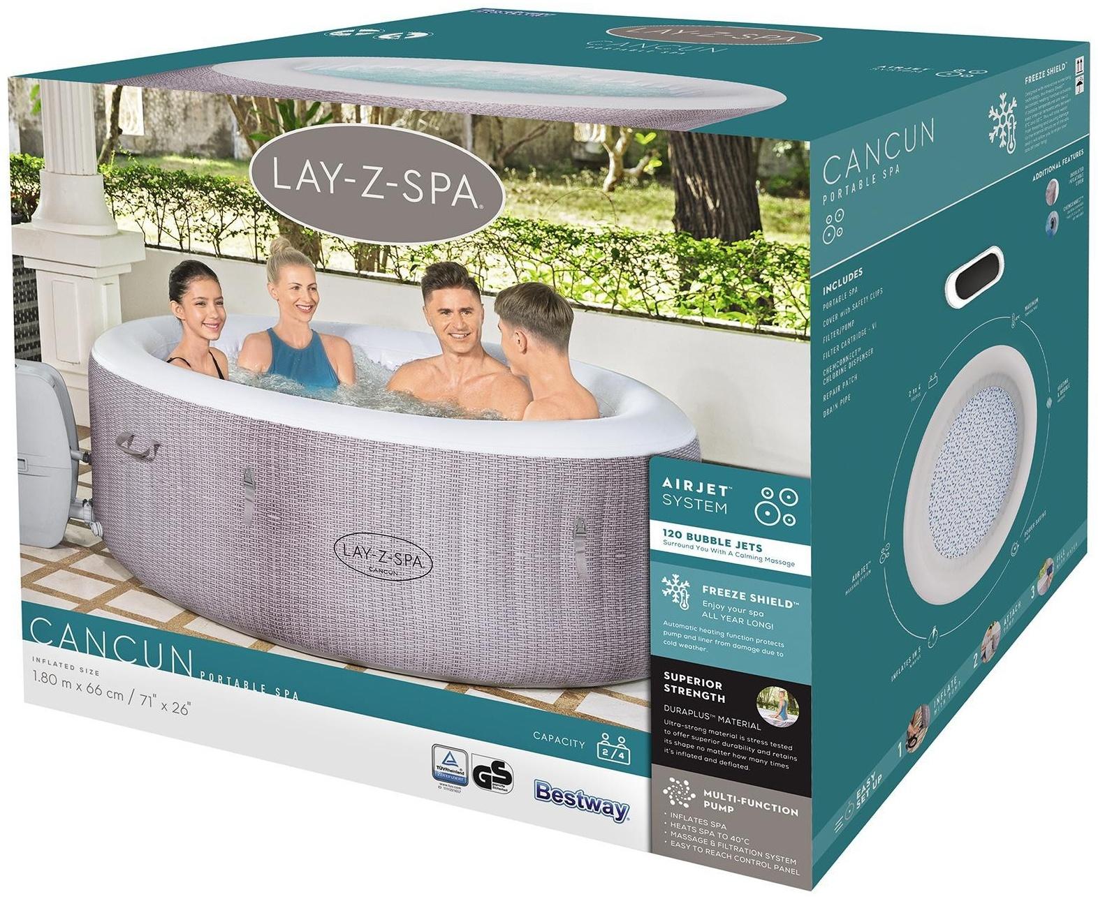 SPA-бассейн Bestway Cancun AirJet, 180×66 см, фильтр-насос, тент, дозатор для химии, аэромассаж, 60003