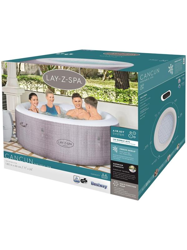 SPA-бассейн Bestway Cancun AirJet, 180×66 см, фильтр-насос, тент, дозатор для химии, аэромассаж, 60003