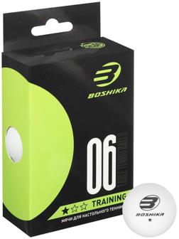 Мяч для настольного тенниса BOSHIKA Training 1*, набор 6 шт., ABS, цвет белый