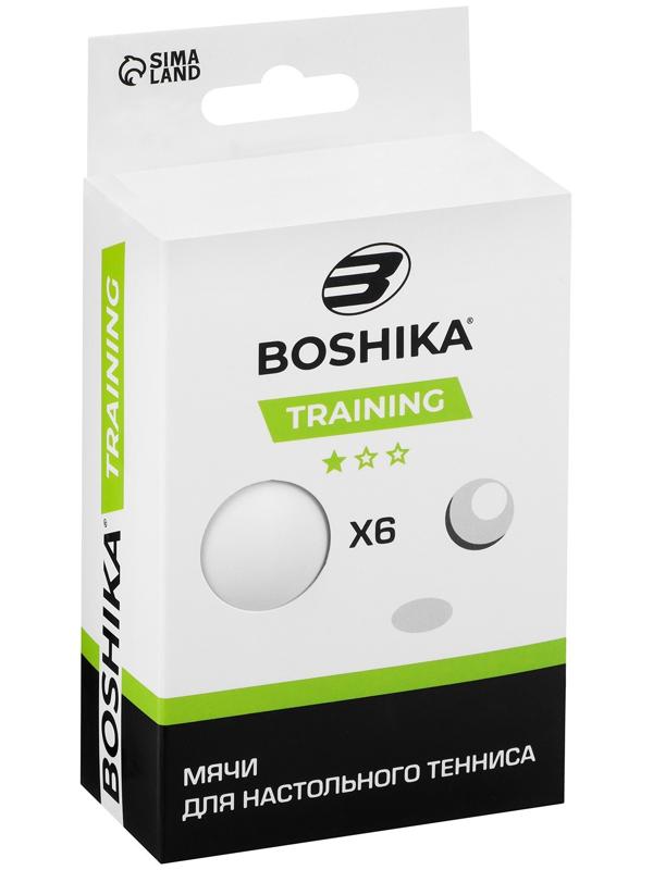 Мяч для настольного тенниса BOSHIKA Training 1*, набор 6 шт., ABS, цвет белый
