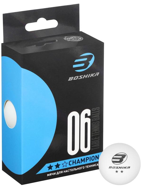 Мяч для настольного тенниса Championship 2**, набор 6 шт., ABS, цвет белый