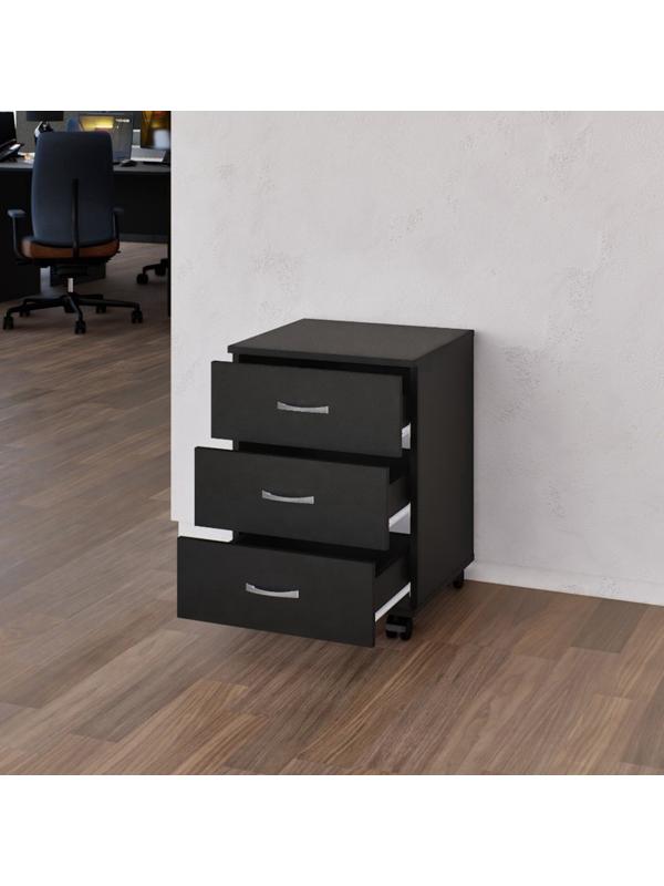 Тумба подкатная с ящиками Джамп 0,6х0,45х0,44м чёрная