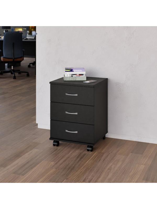 Тумба подкатная с ящиками Джамп 0,6х0,45х0,44м чёрная