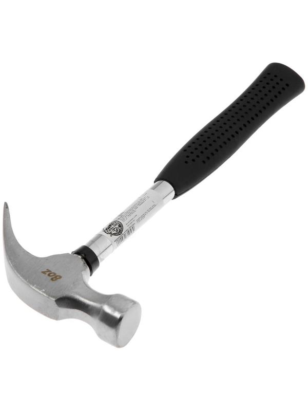 Молоток-гвоздодер ЛОМ, металлическая обрезиненная рукоятка, 225 г