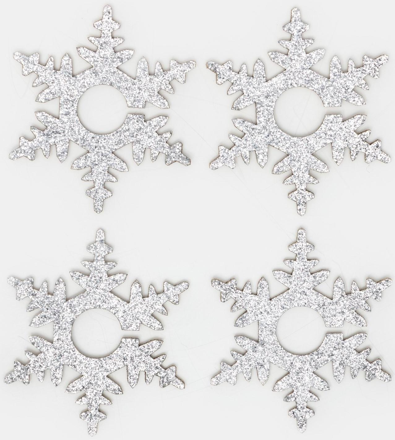 Набор для декора бокалов «Снежинка», 4 шт., цвет серебро, 6.5 см, 100% п/э, фетр