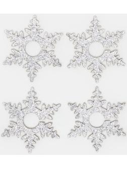 Набор для декора бокалов «Снежинка», 4 шт., цвет серебро, 6.5 см, 100% п/э, фетр
