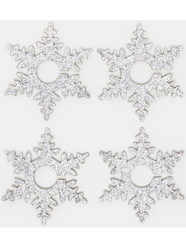 Набор для декора бокалов «Снежинка», 4 шт., цвет серебро, 6.5 см, 100% п/э, фетр