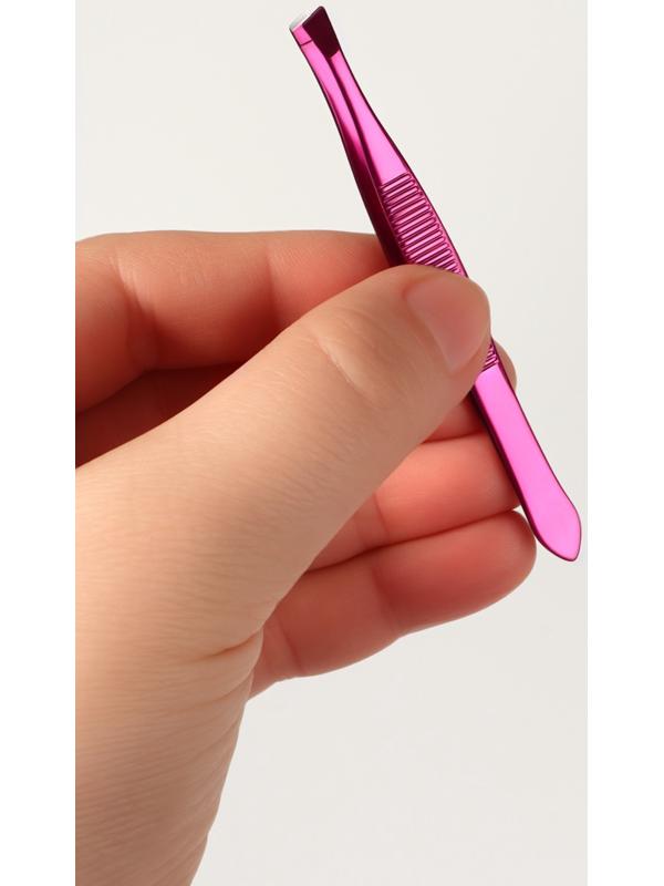 Пинцет скошенный, узкий, 9 см, МИКС