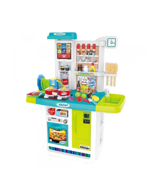 Детская игровая кухня DE LUXE c водой, светом, звуком, 46 аксессуаров, высота 98 см / WD-B23