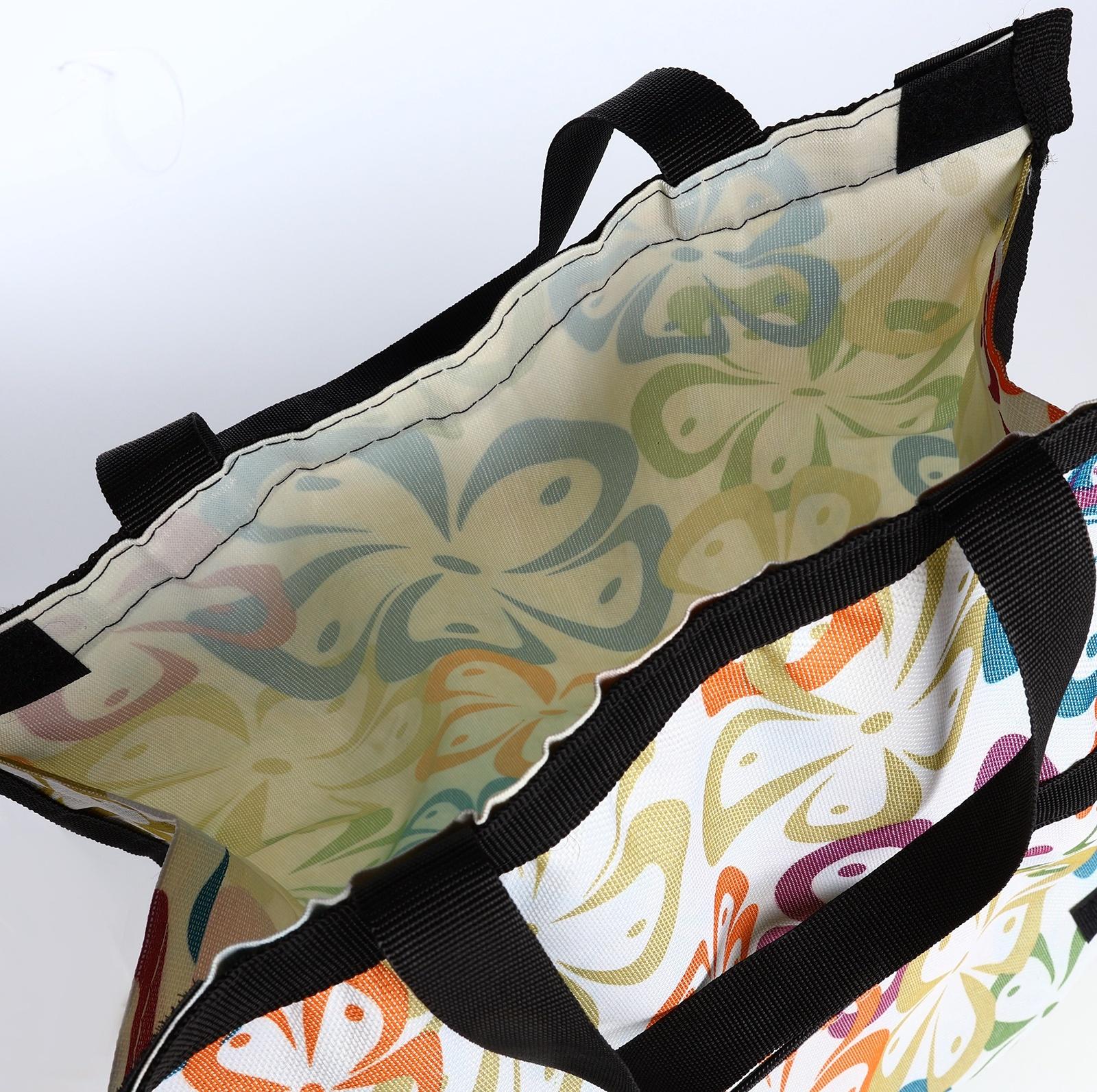 Сумка хозяйственная складная на липучке, 2 колеса, наружный карман, цвет разноцветный