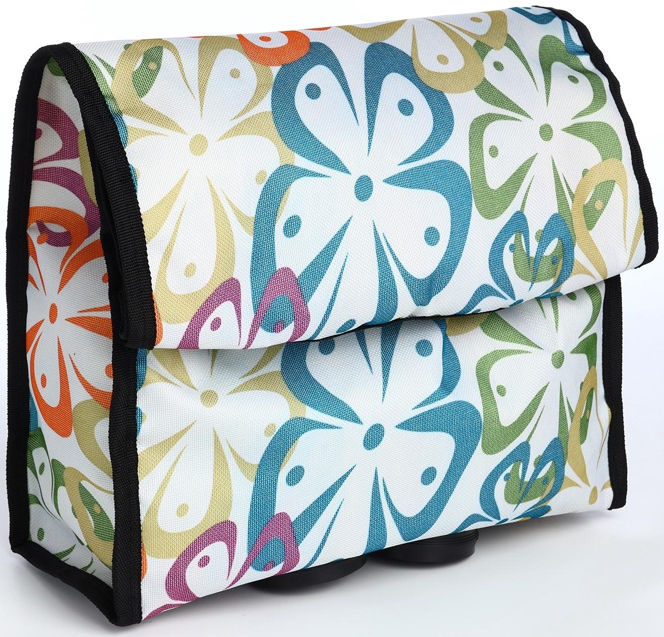 Сумка хозяйственная складная на липучке, 2 колеса, наружный карман, цвет разноцветный