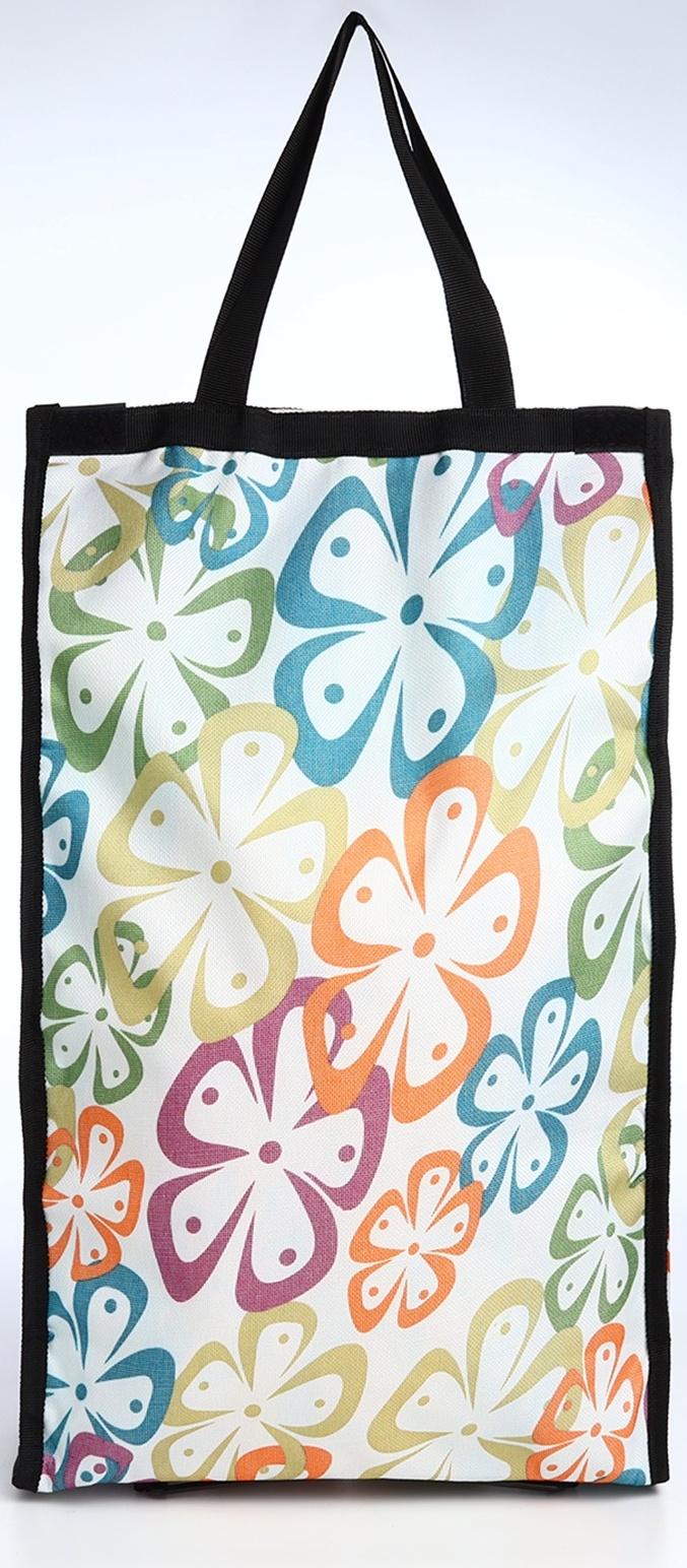 Сумка хозяйственная складная на липучке, 2 колеса, наружный карман, цвет разноцветный