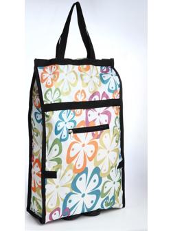 Сумка хозяйственная складная на липучке, 2 колеса, наружный карман, цвет разноцветный