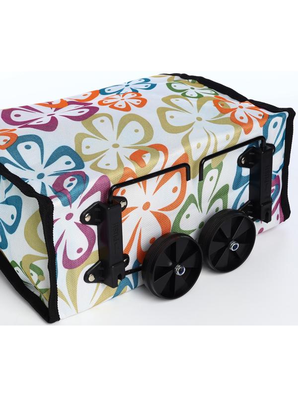 Сумка хозяйственная складная на липучке, 2 колеса, наружный карман, цвет разноцветный