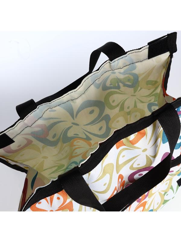 Сумка хозяйственная складная на липучке, 2 колеса, наружный карман, цвет разноцветный