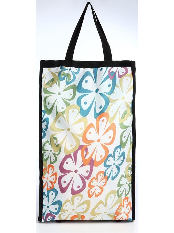 Сумка хозяйственная складная на липучке, 2 колеса, наружный карман, цвет разноцветный