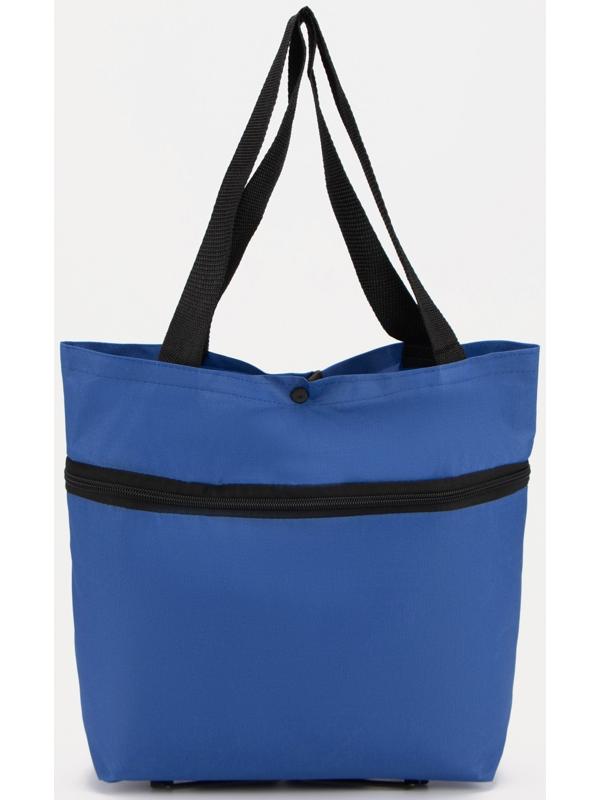 Сумка хозяйственная складная на кнопке, 2 колеса, цвет синий