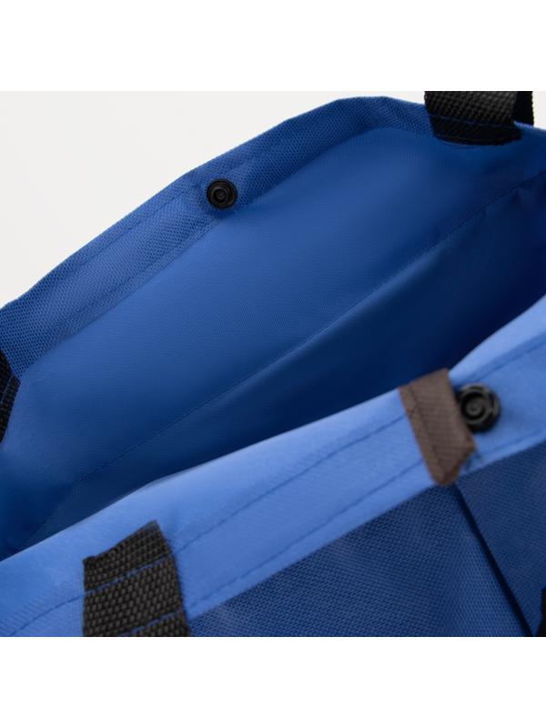 Сумка хозяйственная складная на кнопке, 2 колеса, цвет синий