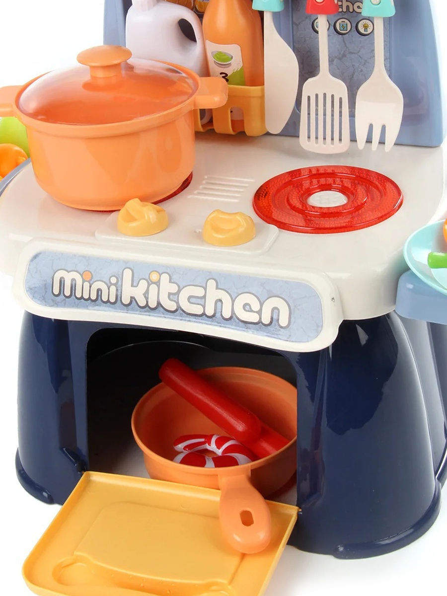 Детская игровая интерактивная кухня Mini Kitchen с водой,  26 аксессуаров, высота 30 см 889-173 / Beibe Good