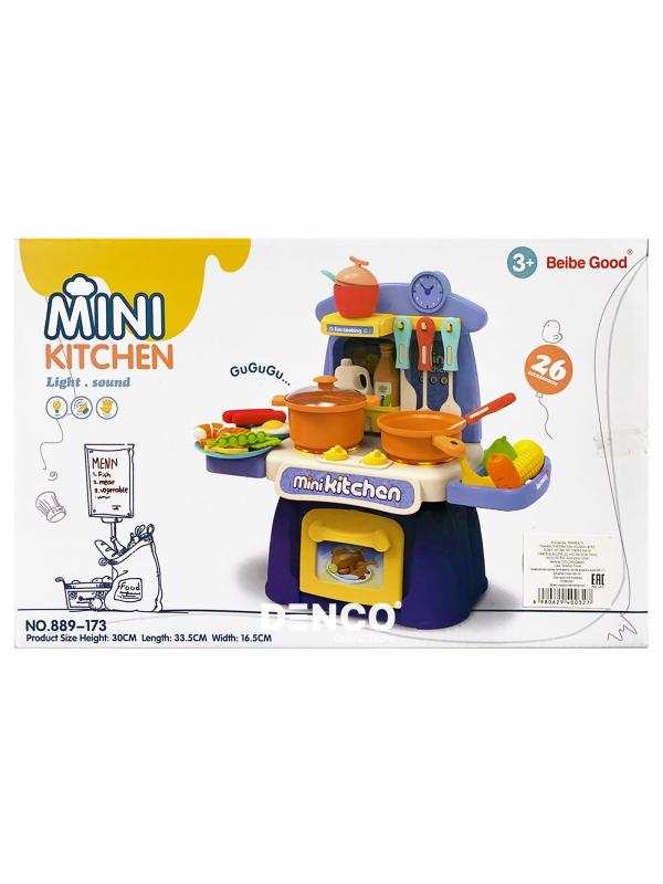Детская игровая интерактивная кухня Mini Kitchen с водой,  26 аксессуаров, высота 30 см 889-173 / Beibe Good