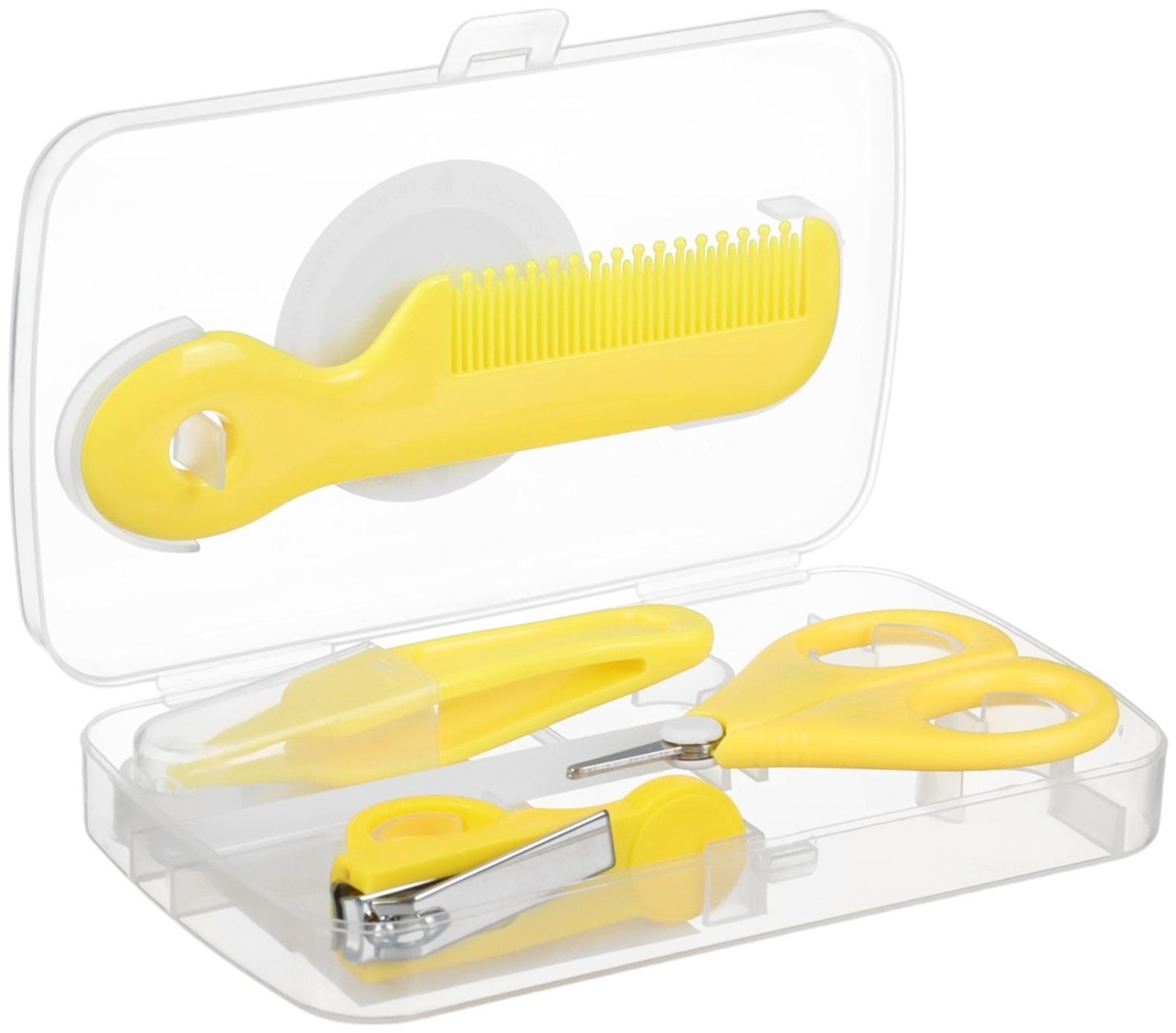 Набор по уходу за ребенком Крошка Я, 5 предметов - расческа, пинцет, ножницы, книпсер, пилка, желтый