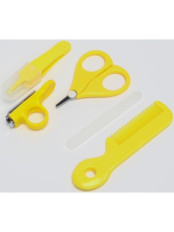 Набор по уходу за ребенком Крошка Я, 5 предметов - расческа, пинцет, ножницы, книпсер, пилка, желтый