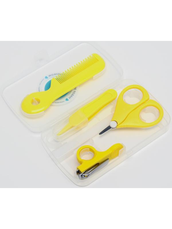 Набор по уходу за ребенком Крошка Я, 5 предметов - расческа, пинцет, ножницы, книпсер, пилка, желтый