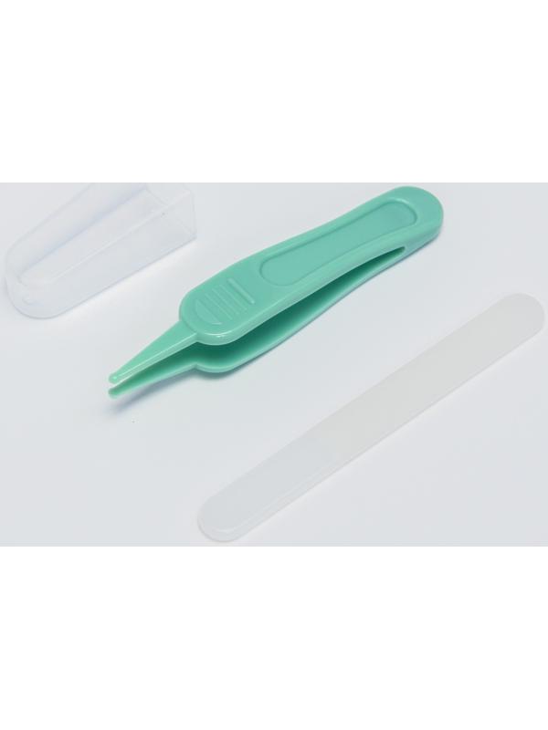 Набор по уходу за ребенком, 5 предметов: расческа, пинцет, ножницы, книпсер, пилка, зеленый
