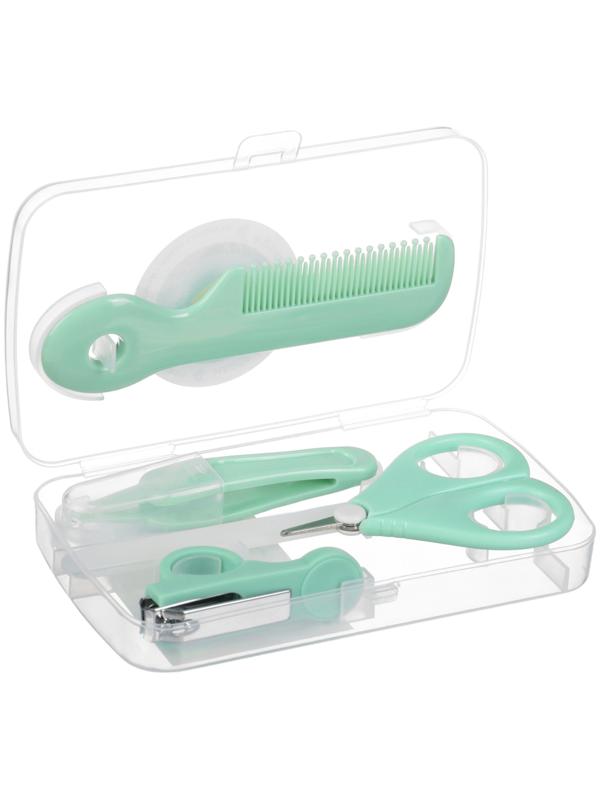 Набор по уходу за ребенком, 5 предметов: расческа, пинцет, ножницы, книпсер, пилка, зеленый