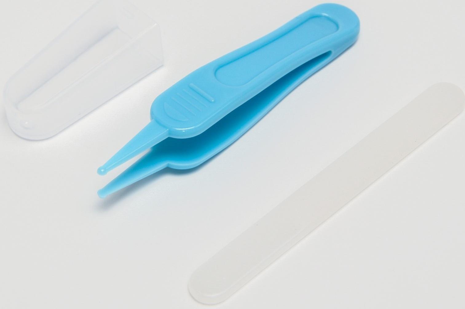 Набор по уходу за ребенком, 5 предметов: расческа, пинцет, ножницы, книпсер, пилка, голубой