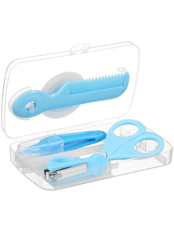 Набор по уходу за ребенком, 5 предметов: расческа, пинцет, ножницы, книпсер, пилка, голубой