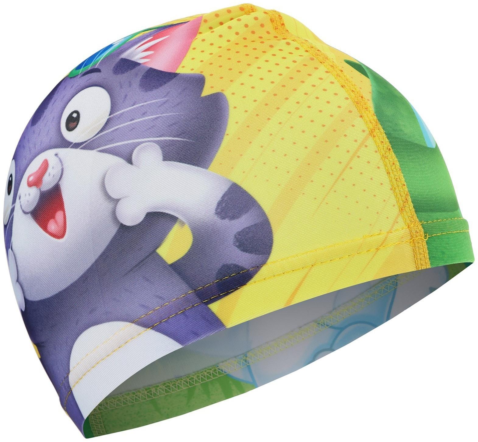 Шапочка для плавания детская ONLYTOP Swim «Кот и крокодил», тканевая, обхват 46-52 см