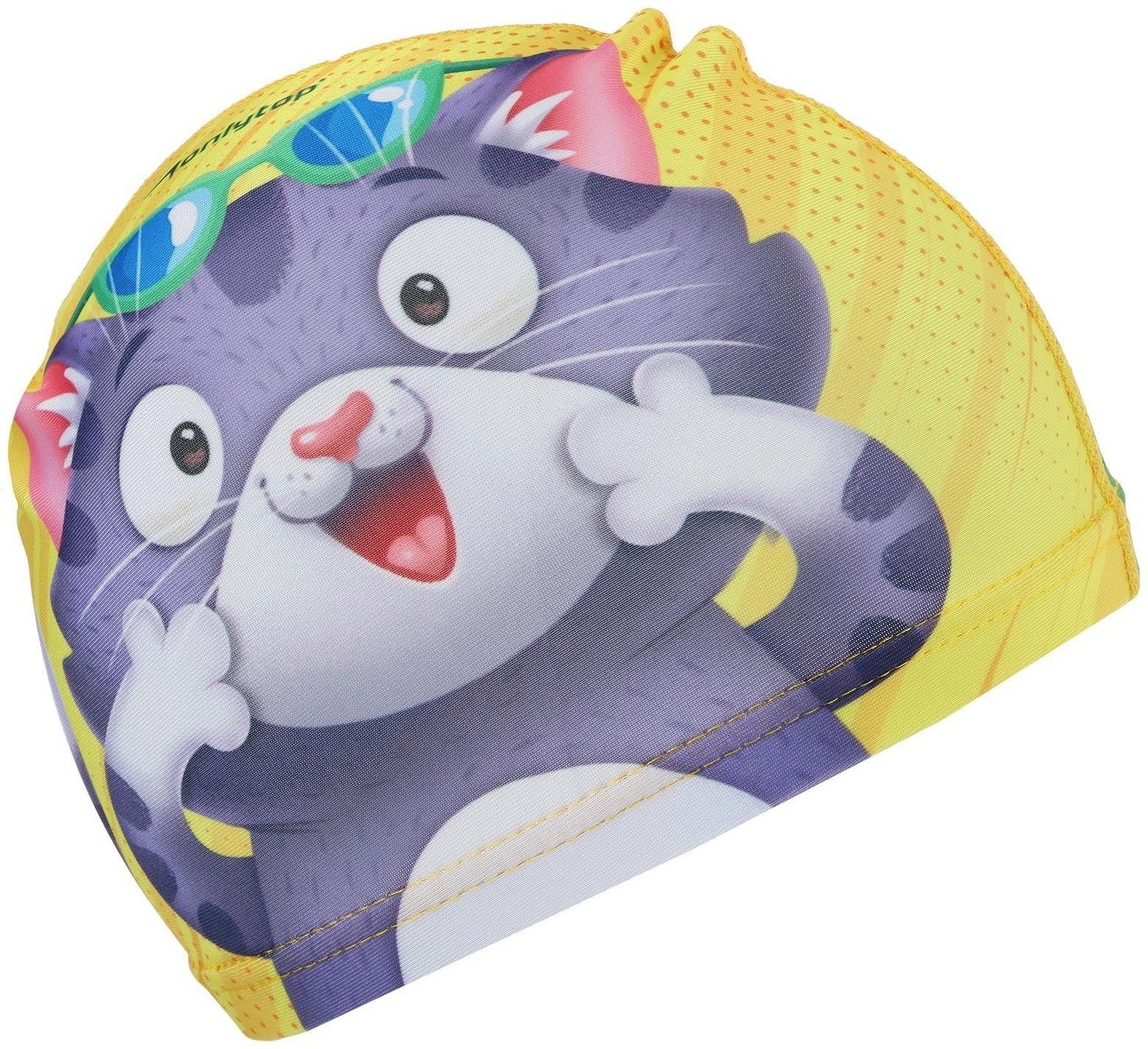 Шапочка для плавания детская ONLYTOP Swim «Кот и крокодил», тканевая, обхват 46-52 см