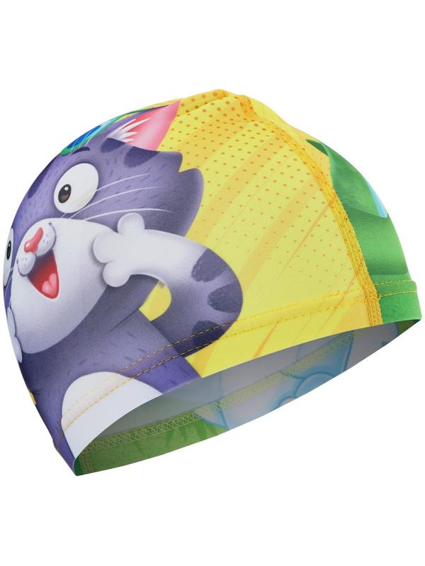 Шапочка для плавания детская ONLYTOP Swim «Кот и крокодил», тканевая, обхват 46-52 см