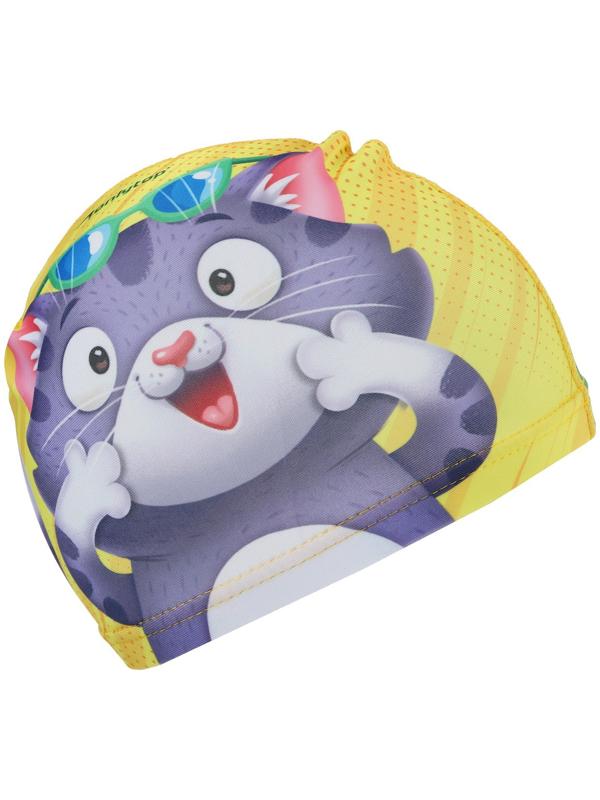Шапочка для плавания детская ONLYTOP Swim «Кот и крокодил», тканевая, обхват 46-52 см