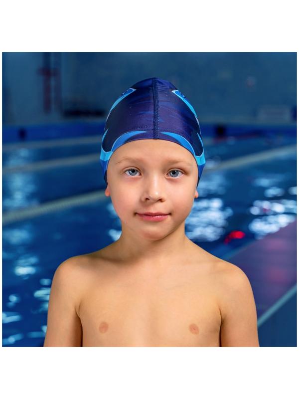 Шапочка для плавания детская ONLYTOP Swim «Акула», тканевая, обхват 46-52 см, МИКС
