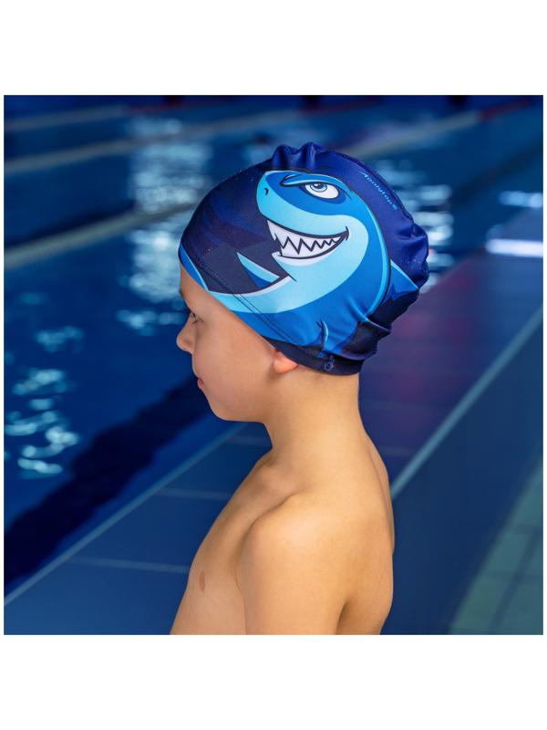 Шапочка для плавания детская ONLYTOP Swim «Акула», тканевая, обхват 46-52 см, МИКС