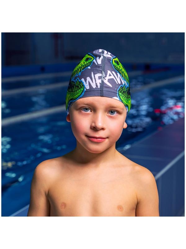 Шапочка для плавания детская ONLYTOP «Череп», тканевая, обхват 46-52 см