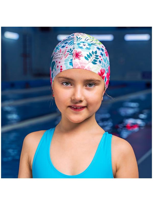 Шапочка для плавания детская ONLYTOP Swim «Цветочный мир», тканевая, обхват 46-52 см